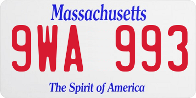 MA license plate 9WA993