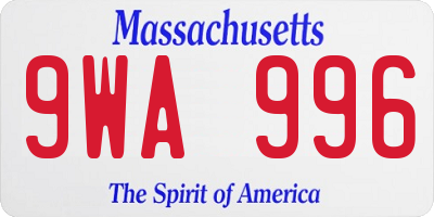 MA license plate 9WA996