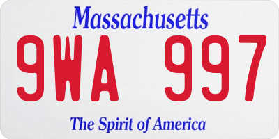 MA license plate 9WA997