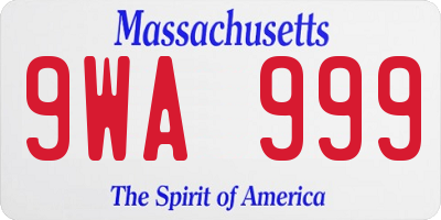MA license plate 9WA999