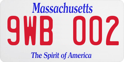 MA license plate 9WB002