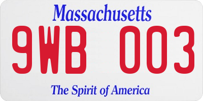 MA license plate 9WB003