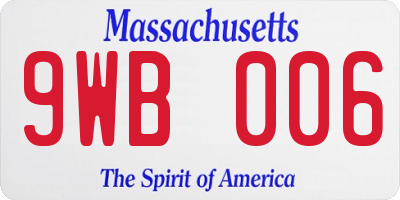 MA license plate 9WB006