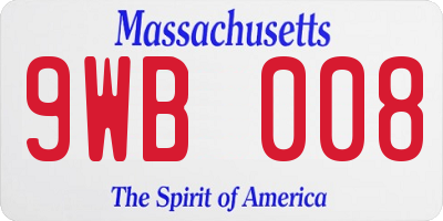 MA license plate 9WB008