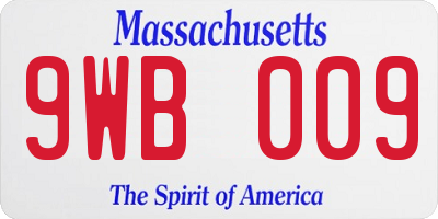 MA license plate 9WB009