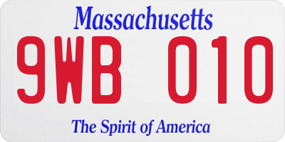 MA license plate 9WB010
