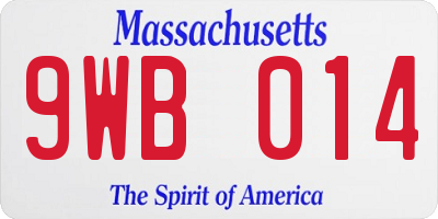 MA license plate 9WB014