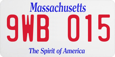 MA license plate 9WB015