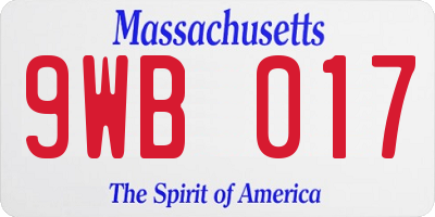 MA license plate 9WB017
