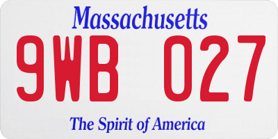 MA license plate 9WB027