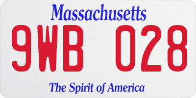MA license plate 9WB028