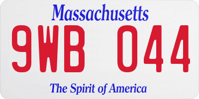 MA license plate 9WB044
