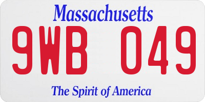 MA license plate 9WB049