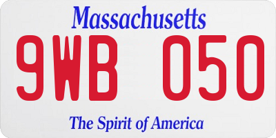 MA license plate 9WB050