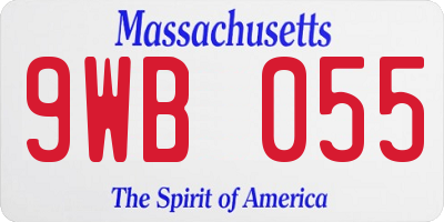 MA license plate 9WB055