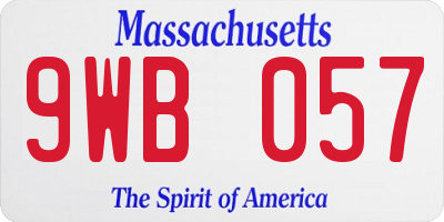 MA license plate 9WB057