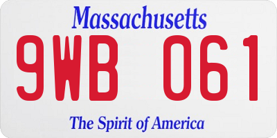 MA license plate 9WB061