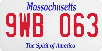 MA license plate 9WB063