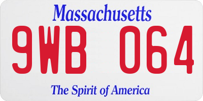 MA license plate 9WB064