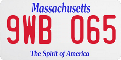 MA license plate 9WB065