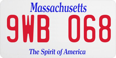 MA license plate 9WB068