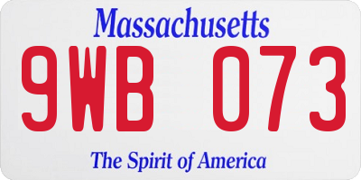 MA license plate 9WB073