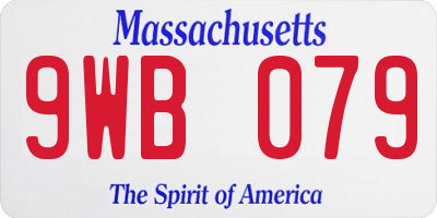 MA license plate 9WB079