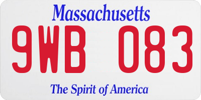 MA license plate 9WB083