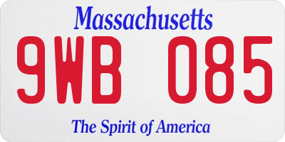 MA license plate 9WB085