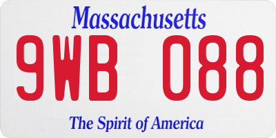 MA license plate 9WB088