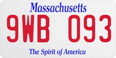 MA license plate 9WB093