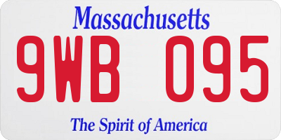 MA license plate 9WB095