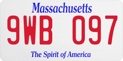 MA license plate 9WB097