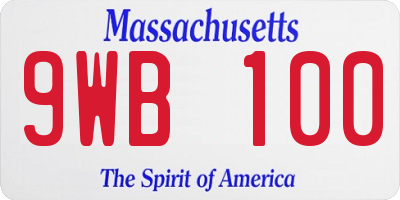 MA license plate 9WB100