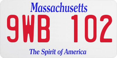 MA license plate 9WB102