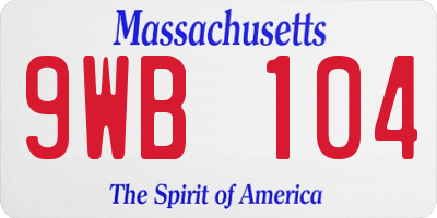 MA license plate 9WB104