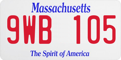 MA license plate 9WB105