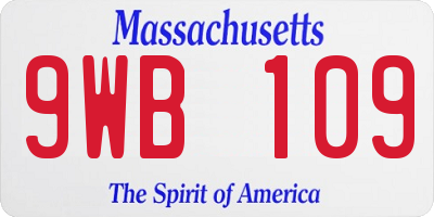 MA license plate 9WB109