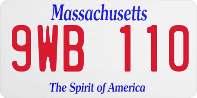 MA license plate 9WB110