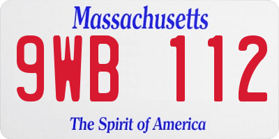 MA license plate 9WB112