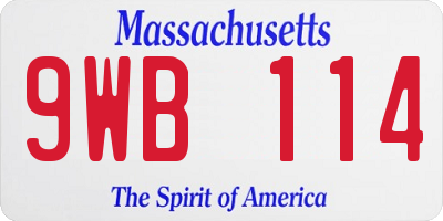 MA license plate 9WB114