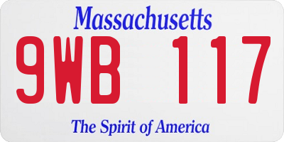 MA license plate 9WB117