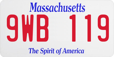MA license plate 9WB119