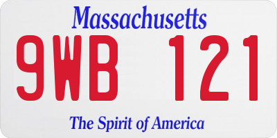 MA license plate 9WB121