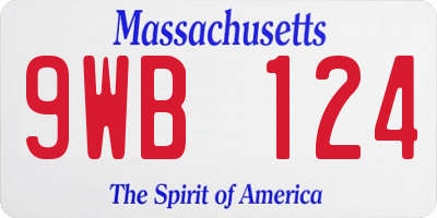 MA license plate 9WB124