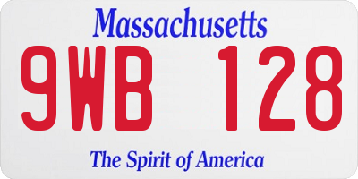 MA license plate 9WB128