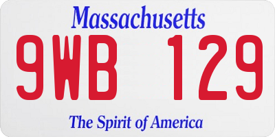 MA license plate 9WB129
