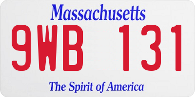 MA license plate 9WB131