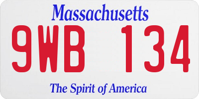 MA license plate 9WB134