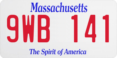 MA license plate 9WB141